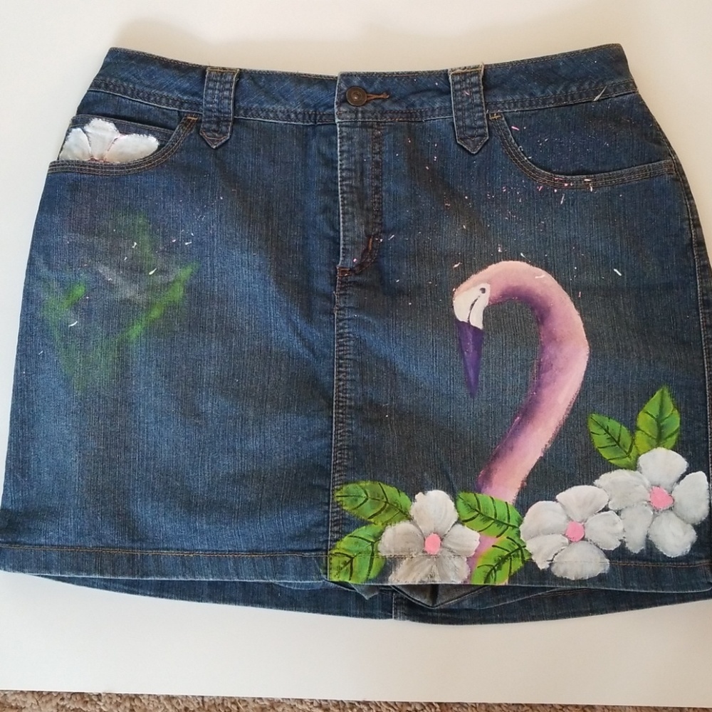 handpainted  Jean skort
